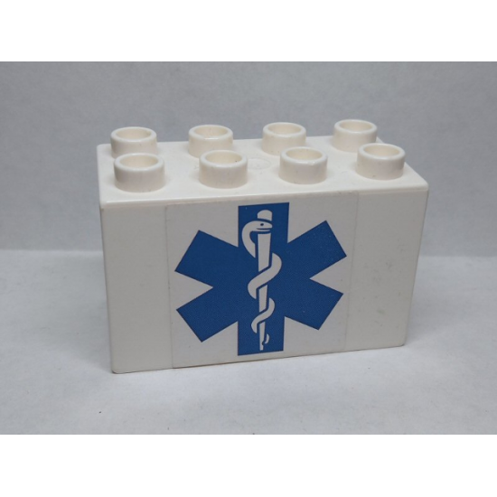 Duplo, Brick 2 x 4 x 2 with EMT Star of Life Pattern (Sticker) - Set 9226