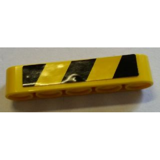 Technic, Liftarm 1 x 5 Thick with Black and Yellow Danger Stripes Pattern Model Left Side (Sticker) - Set 8258