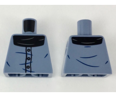 Torso Shirt with Black Top, Three Buttons, and Wrinkles Pattern
