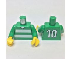 Torso Soccer Horizontal White Stripes and No. 10 Back Pattern / Green Arms / Yellow Hands