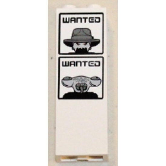 Brick, Modified 1 x 2 x 5 with Groove with 'WANTED' Brick Daddy and 'WANTED' Squidtron Pattern (Stickers) - Set 5985
