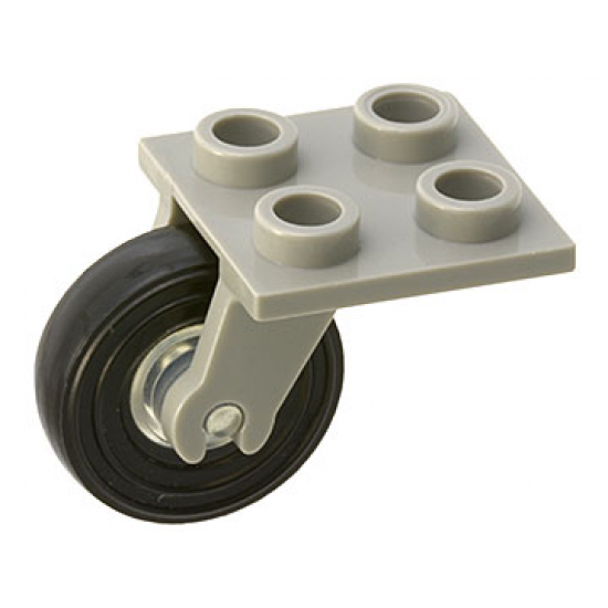 Aircraft Plate, Modified 2 x 2 Thin with Plane Single Wheel Holder and Trans-Clear Wheel with Black Tire (2415 / 3464 / 3139)