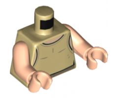 Torso SW Tan Undershirt Pattern (Luke Skywalker) / Light Nougat Arms / Light Nougat Hands