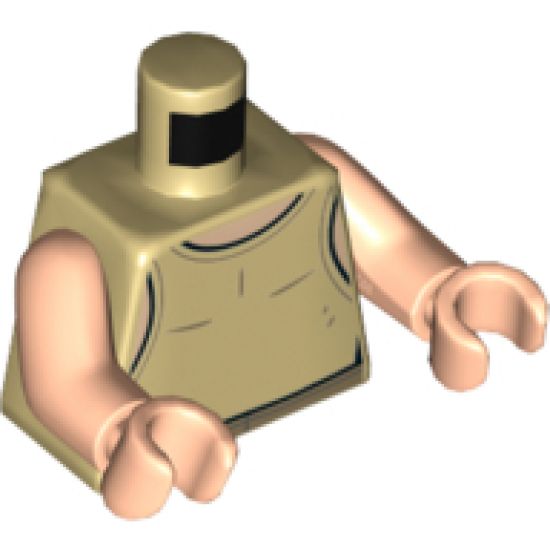 Torso SW Tan Undershirt Pattern (Luke Skywalker) / Light Nougat Arms / Light Nougat Hands