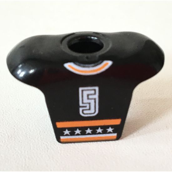 Minifigure, Body Wear Hockey Body Armor with NHL Logo and White Number 5 Pattern