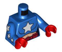 Torso Female White Star, Light Nougat Midriff, Red Belt Pattern / Blue Arms with 3 White Stars Pattern / Red Hands