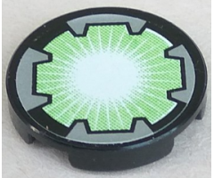 Tile, Round 2 x 2 with White Beam on Light Green Background Pattern (Sticker) - Set 8118