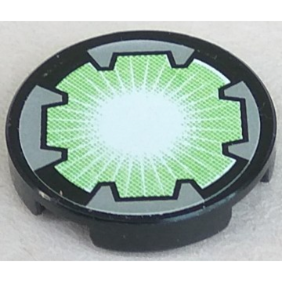 Tile, Round 2 x 2 with White Beam on Light Green Background Pattern (Sticker) - Set 8118