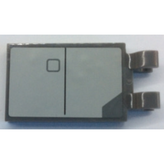 Tile, Modified 2 x 3 with 2 Clips with Light Bluish Gray Rectangle with Black Line and Dark Bluish Gray Square Pattern Model Right Side (Sticker) - Set 75025