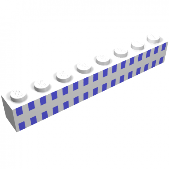 Brick 1 x 8 with Ferry Squares Light Blue 32 in 2 Lines Pattern