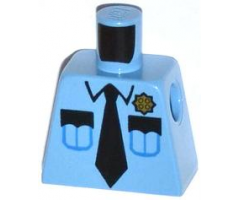 Torso Police Shirt with Gold Badge, 2 Pockets and Black Tie Pattern