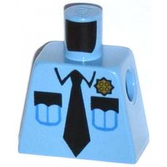 Torso Police Shirt with Gold Badge, 2 Pockets and Black Tie Pattern