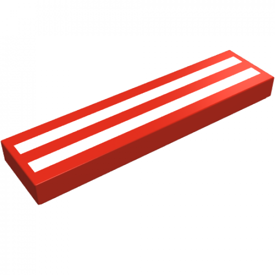 Tile 1 x 4 with White Horizontal Stripes Pattern
