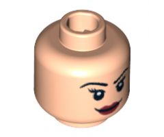 Minifigure, Head Dual Sided Female Eyelashes and Red Lips, Smile / Angry Pattern - Blocked Open Stud