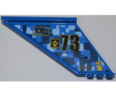 Tail 12 x 2 x 5 with Filler Cap, Black Number 73, and Yellow 'OPEN' and Arrow Pattern Model Right (Sticker) - Set 7067