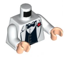 Torso Indiana Jones Jacket Formal with Bow Tie and Red Flower Pattern / White Arms / Light Nougat Hands