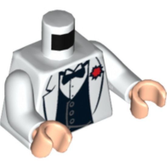 Torso Indiana Jones Jacket Formal with Bow Tie and Red Flower Pattern / White Arms / Light Nougat Hands