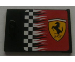 Container Cupboard 2 x 3 x 2 Door with Checkered Flag and Ferrari Logo Pattern Right (Sticker) - Sets 8185 / 8654 / 8672