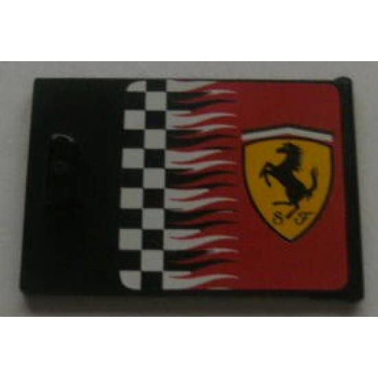 Container Cupboard 2 x 3 x 2 Door with Checkered Flag and Ferrari Logo Pattern Right (Sticker) - Sets 8185 / 8654 / 8672