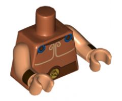 Torso Greek Armor, Blue Clasps, White Trim and Reddish Brown Belt Pattern / Nougat Arms with Dark Brown Cuff Pattern / Nougat Hands