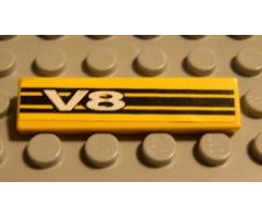 Tile 1 x 4 with 'V8' and Black Stripes Pattern (Sticker) - Set 8880