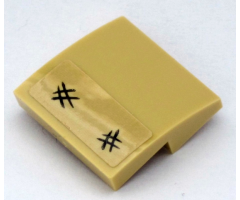 Slope, Curved 2 x 2 with Two Black Hash Marks Pattern (Sticker) - Set 10258