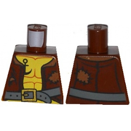 Torso Pirate Vest Tattered and Anchor Tattoo, Muscles Pattern