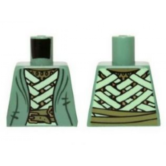 Torso LotR Robe with Light Green Straps and Gold Belt Pattern