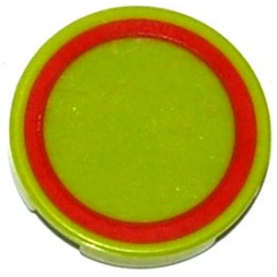 Tile, Round 2 x 2 with Red Ring Thin Pattern (Sticker) - Set 76021