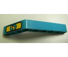 Technic, Liftarm 1 x 9 Bent (6 - 4) Thick with Yellow '5' on Dark Turquoise and Yellow Background Pattern (Sticker) - Set 8245