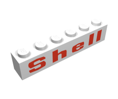 Brick 1 x 6 with Red 'Shell' Rounded Pattern