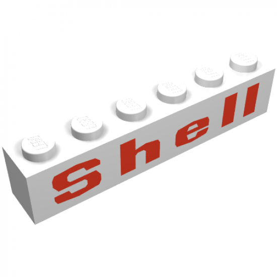 Brick 1 x 6 with Red 'Shell' Rounded Pattern