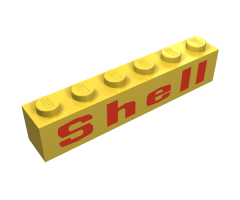 Brick 1 x 6 with Red 'Shell' Rounded Pattern