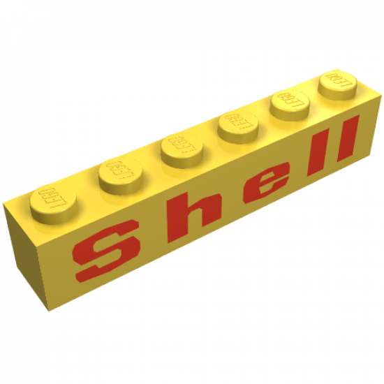 Brick 1 x 6 with Red 'Shell' Rounded Pattern
