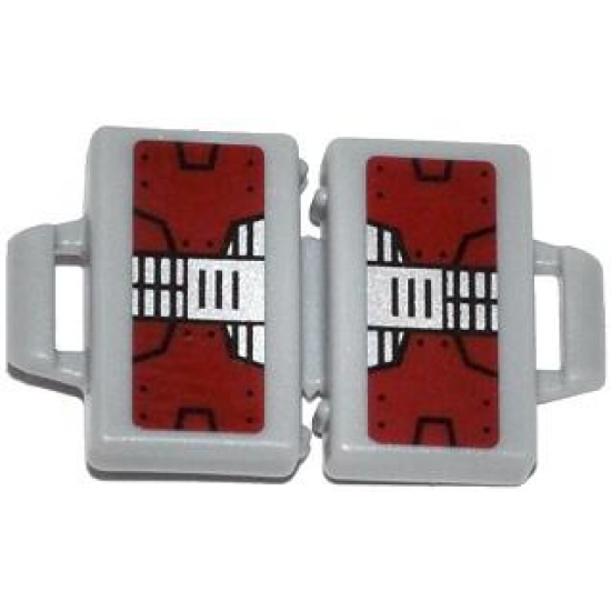 Minifigure, Utensil Briefcase with Dark Red and Silver Metal Plates Pattern on Both Sides (Stickers) - Set 76007