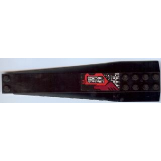 Wedge 16 x 4 Triple Curved with Red, Dark Red and Silver Circuitry Short Pattern Model Right Side (Sticker) - Set 7721