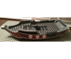 Duplo, Boat Hull 14 x 31 Top Section with Red Trim and White Skulls