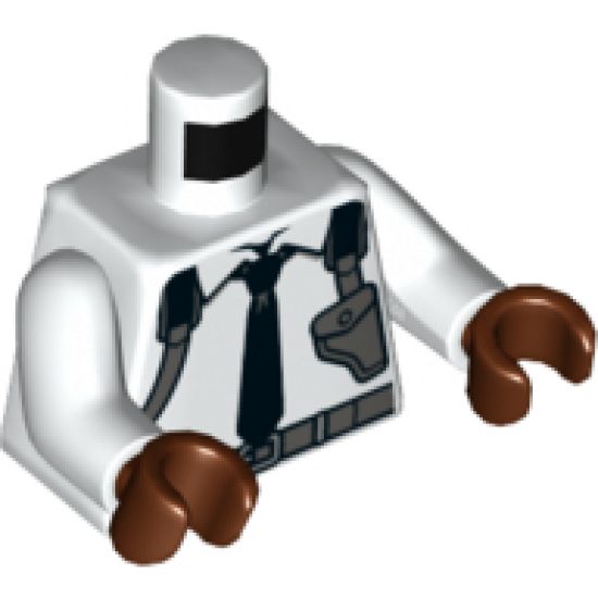 Torso Shirt with Black Tie and Dark Bluish Gray Shoulder Holster Pattern / White Arms / Reddish Brown Hands