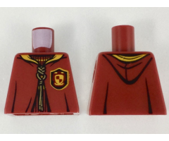 Torso Hooded Robe over Sweater, Bright Light Orange Collar, Gold Laces, Gryffindor Patch Pattern