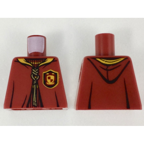 Torso Hooded Robe over Sweater, Bright Light Orange Collar, Gold Laces, Gryffindor Patch Pattern