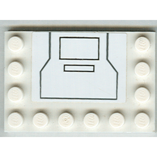 Tile, Modified 4 x 6 with Studs on Edges with Black Outline with Two Inner Rectangles Pattern (Sticker) - Set 7676