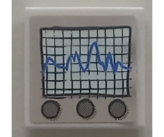 Tile 2 x 2 with Chart, Blue Lines and Three Buttons on Tan Background Pattern (Sticker) - Set 3832