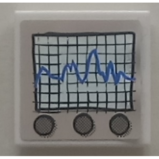 Tile 2 x 2 with Chart, Blue Lines and Three Buttons on Tan Background Pattern (Sticker) - Set 3832
