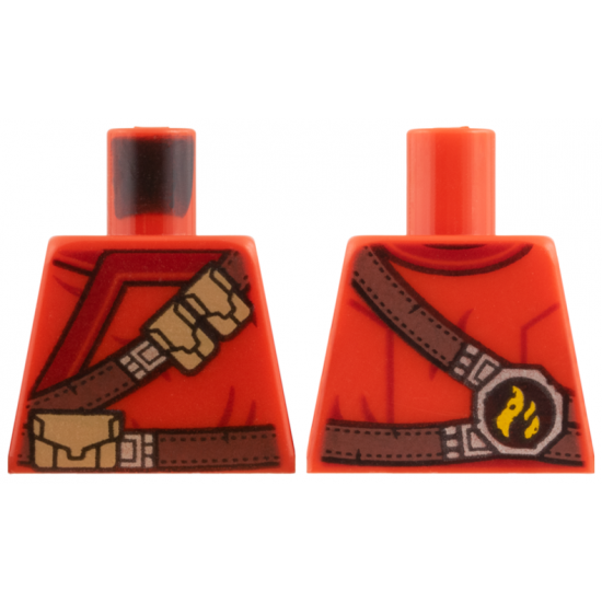 Torso Ninjago Robe with Brown Webbing, Silver Buckles, Pouches and Tornado Pattern