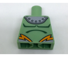 Torso Shoulder Armor with Rivets and Orange Lightning Pattern