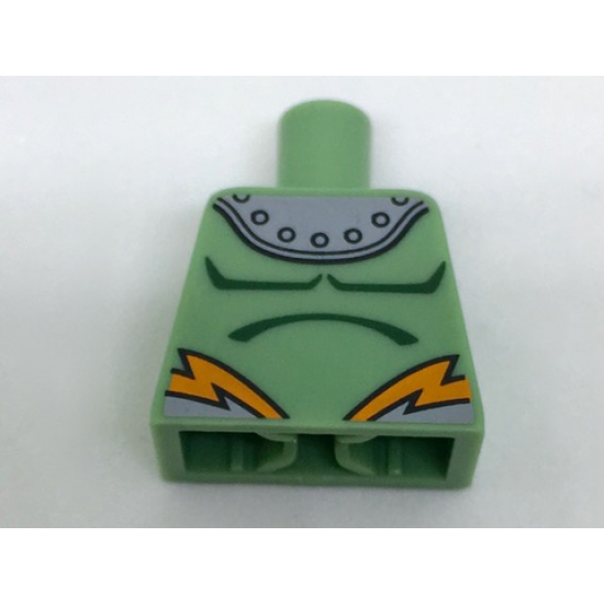 Torso Shoulder Armor with Rivets and Orange Lightning Pattern