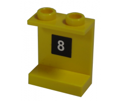 Panel 1 x 2 x 2 - Hollow Studs with White '8' in Black Square Pattern (Sticker) - Set 10170