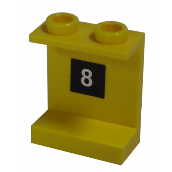 Panel 1 x 2 x 2 - Hollow Studs with White '8' in Black Square Pattern (Sticker) - Set 10170