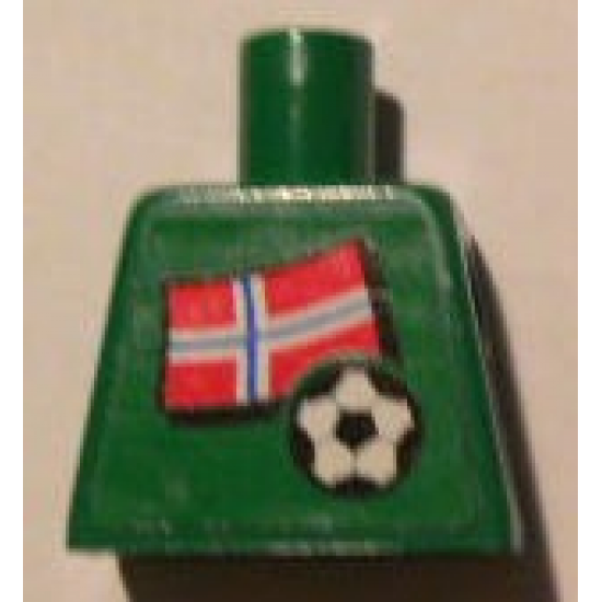 Torso Soccer Norwegian Goalie, Norwegian Flag Sticker Front, White Number Sticker Back (specify number in listing)