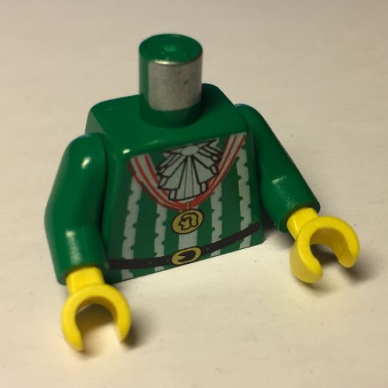 Torso Pirate Imperial Armada Ruffles, White Stripes Gold Medal Pattern / Green Arms / Yellow Hands